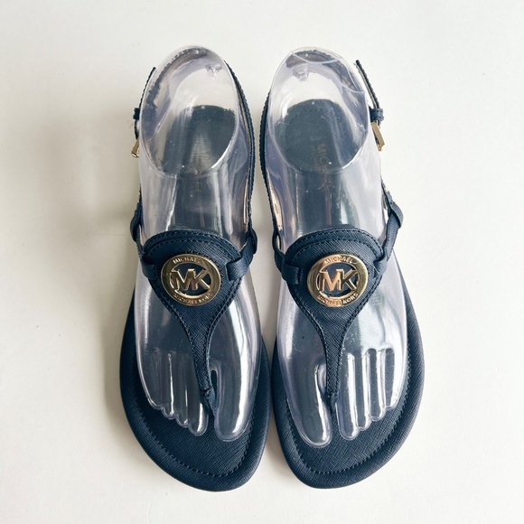 New Michael Kors Navy Crossgrain Leather Sandals size 7 - Picture 4 of 15